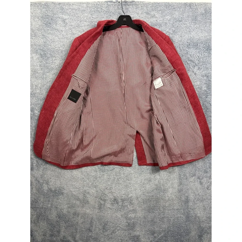 Sand Copenhagen Sherman Red Linen Blazer Sport Coat Mens Size 48 100% Linen 6669